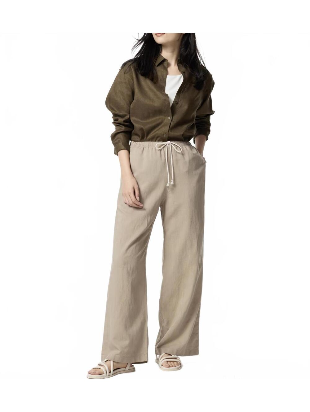 Uniqlo Linen Blend Easy Pants NWT Beige XL - Picture 1 of 4
